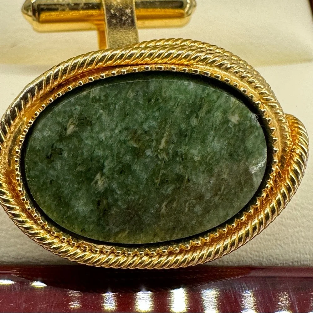 Destino Vintage Green Jasper Cuff Links